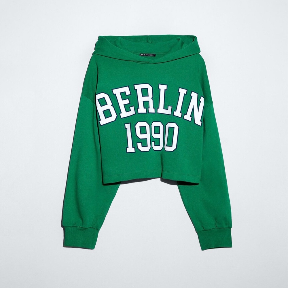 Zara Cropped Hoodie Sweatshirt